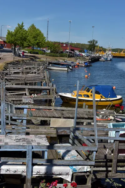 Szwecja Karlskrona 2016 Łodzi Molo Miasta Karlskrona Szwecji — Zdjęcie stockowe