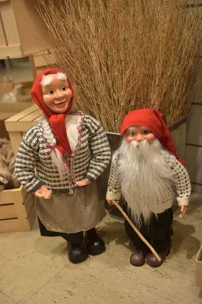 Suecia Kirkenes 2017 Gnomos Navidad Suecos Mercado Navidad Tienda Recuerdos —  Fotos de Stock