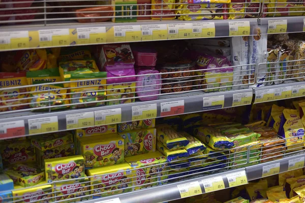 Rusland Petersburg 2015 Verpakking Met Cookies Een Supermarkt — Stockfoto