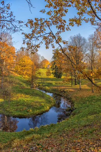 Paysage Automne Cours Eau Dans Parc Oranienbaum — Photo