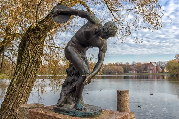 Petersburg Russia 2018 Statua Del Discobolo Nel Parco Catherine Carskoye — Foto Stock