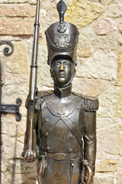 Sosnovy Bor Russie 2015 Sculpture Soldat Inébranlable Dans Centre Pour — Photo