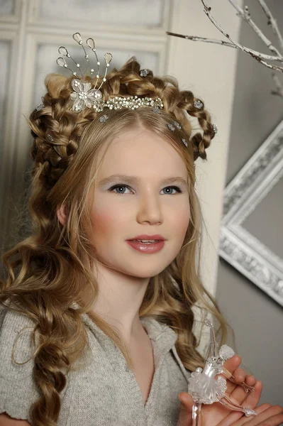 Fairy Vintern Porträtt Ung Flicka — Stockfoto