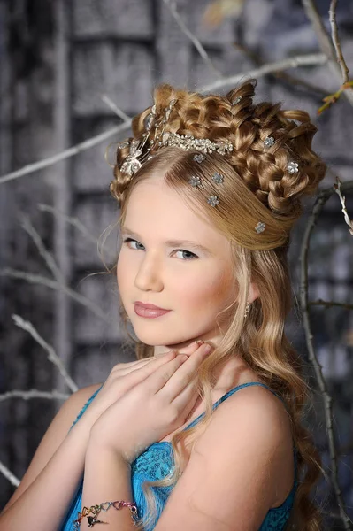 若い女の子の妖精 冬の肖像 — ストック写真