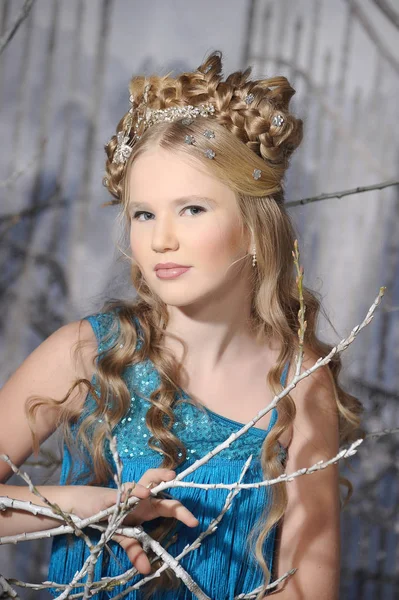 Fairy Winter Portrait Young Girl — Stock Photo, Image