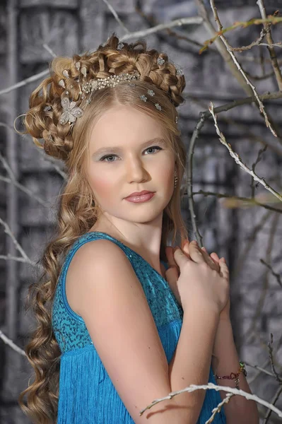 Fairy Winter Portrait Young Girl — Stock Photo, Image