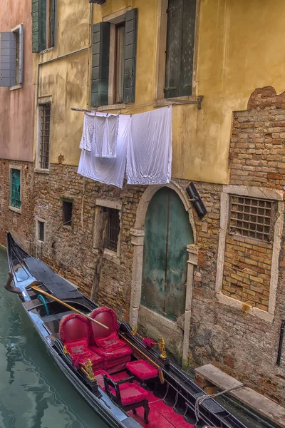 Italy Venice 2018 Gandola Background Canal Buildings — Stock Photo, Image