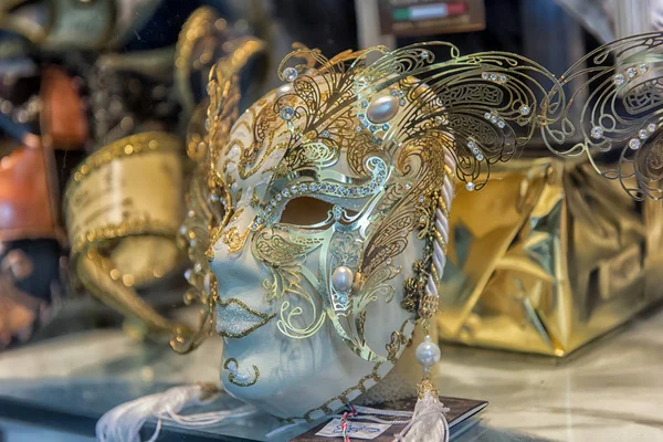 Itália Veneza 2018 Máscaras Tradicionais Venezianas Montra — Fotografia de Stock