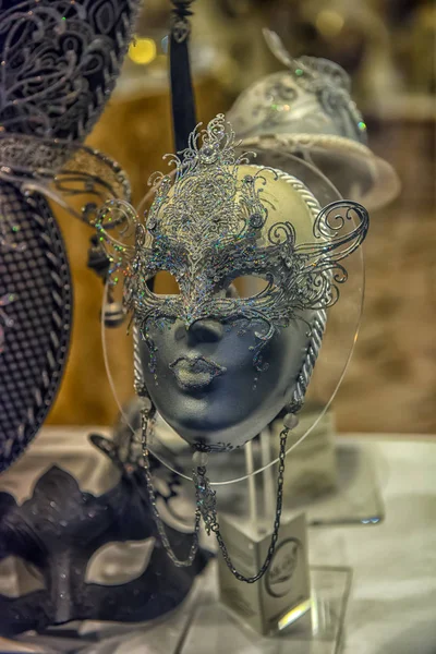 Italië Venetië 2018 Traditionele Venetiaanse Maskers Venster Store — Stockfoto