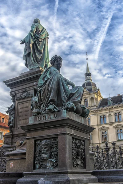 Graz Austria 2018 Archiduque Johann Fountain Representación Alegórica Del Río —  Fotos de Stock