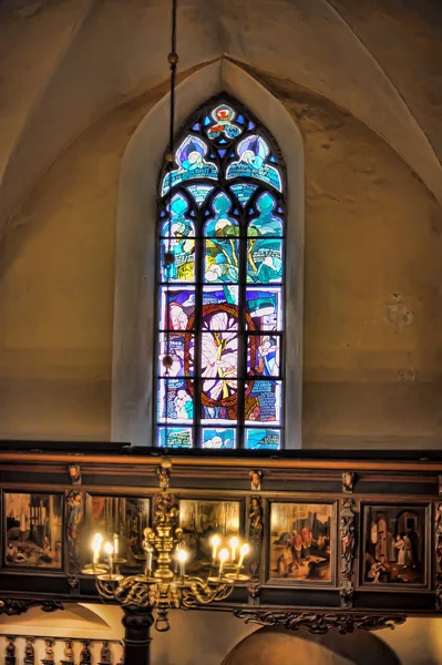 Estonie Tallinn 2014 Vieille Église Saint Esprit Intérieur Vitraux Dans — Photo