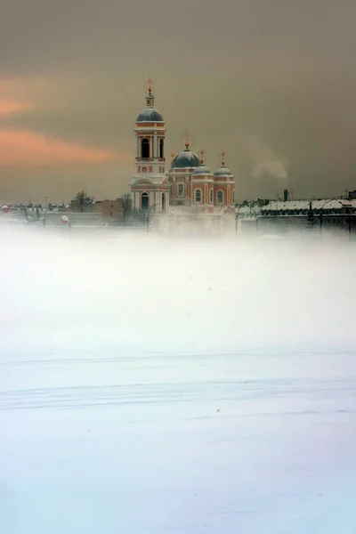 Rusya Petersburg Neva Üzerinde Soğuk Bir Gününde Kışın 2012 Sis — Stok fotoğraf