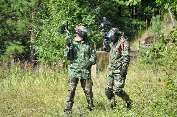 São Petersburgo Rússia 2013 Torneio Paintball Livre Final Verão Natureza — Fotografia de Stock