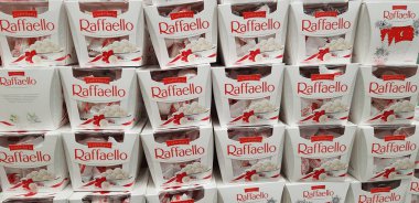 Russia, St. Petersburg 16,12,2018 Raffaello candy in store clipart