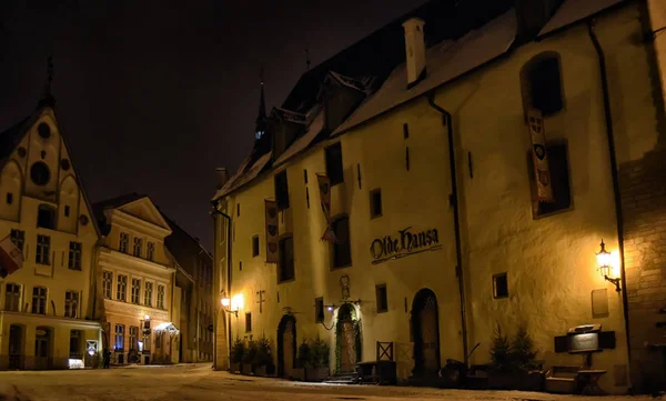 Estonie Tallinn 2014 Les Rues Vieille Ville Nuit Hiver — Photo