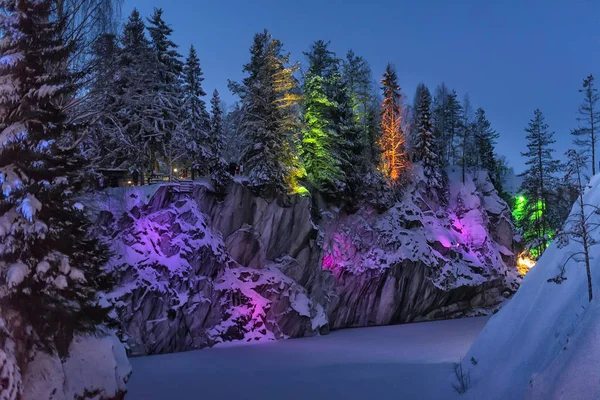 Karelia Ruskeala Karelia Zimie Wieś Ruskeala Marble Canyon Russia Russia — Zdjęcie stockowe