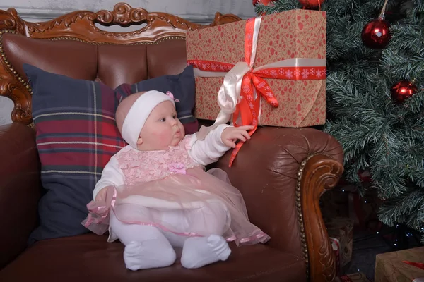 Une Petite Fille Nouvelle Née Cinq Mois Noël — Photo