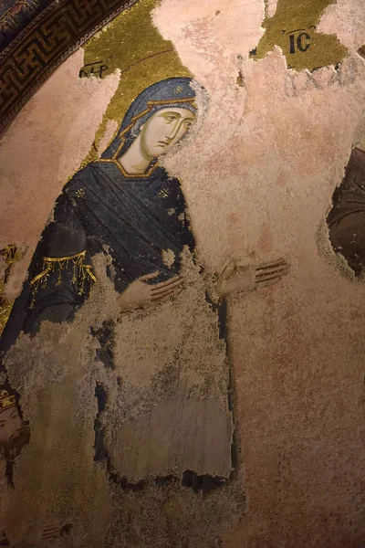 Turquia Istambul 2018 Murais Sob Cúpula Igreja Santo Salvador Fora — Fotografia de Stock