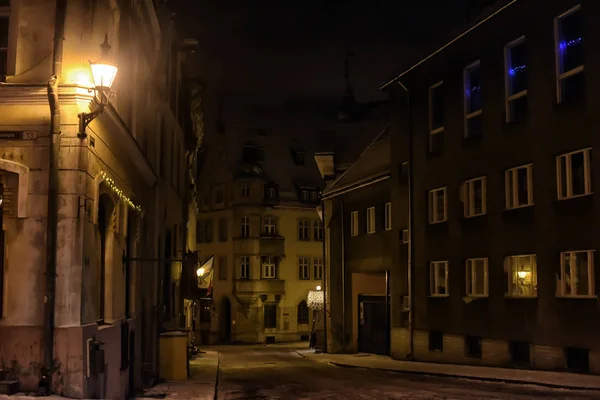 Estonie Tallinn 2014 Rues Nocturnes Vieille Ville — Photo