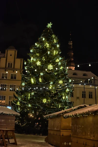 Estonia Tallin 2014 Árbol Navidad Feria Navidad Plaza Central Tallin —  Fotos de Stock