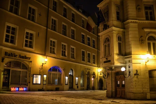 Estonie Tallinn 2014 Rues Nocturnes Vieille Ville — Photo