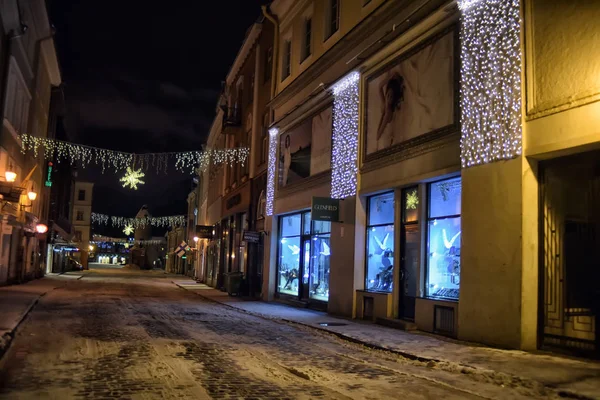 Эстония Таллин 2014 Ночные Улицы Старого Города — стоковое фото