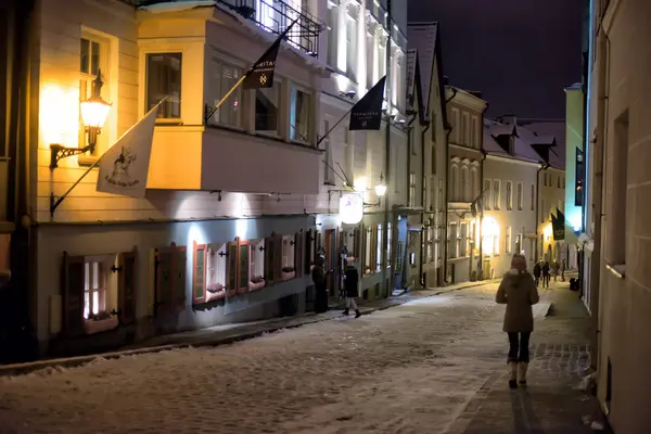 Estonia Tallinn 2014 Nocne Ulice Starego Miasta — Zdjęcie stockowe