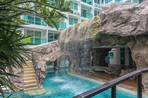 Tailandia Pattaya 2018 Piscina Patio Del Condominio Amazon — Foto de Stock