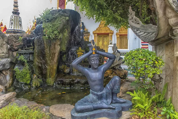 Tailandia Bangkok 2018 Estatuas Ermitaño Mostrar Una Postura Terapia Masaje — Foto de Stock