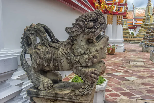 Thailand Bangkok 2018 Steen Thai Lion Standbeeld — Stockfoto