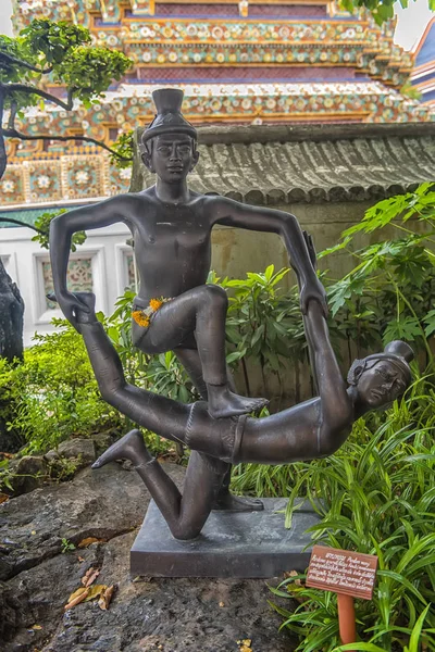 Thailand Bangkok 2018 Statues Hermit Showing Posture Massage Therapy Temple — Stock Photo, Image