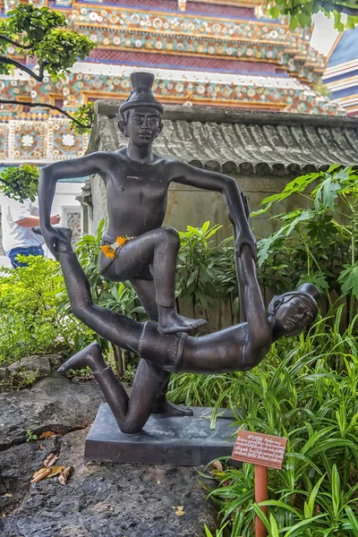 Thailand Bangkok 2018 Statues Hermit Showing Posture Massage Therapy Temple — Stock Photo, Image