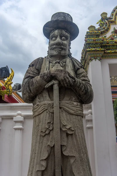 Thailand Bangkok 2018 Nahaufnahme Der Alten Chinesischen Kriegersteinstatuen Wat Pho — Stockfoto