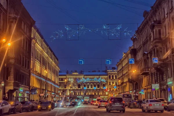 Rusya Petersburg 2019 Marata Sreet Kış Geceleri — Stok fotoğraf