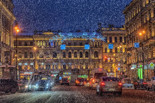 Rusya Petersburg 2019 Marata Sreet Kış Geceleri — Stok fotoğraf