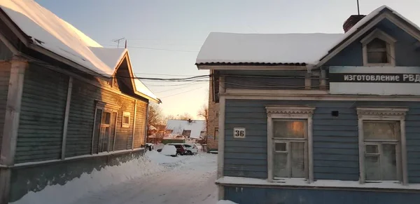 Россия Сортавала 2019 Деревянные Дома Городской Улице — стоковое фото