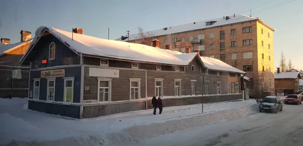 Rusia Sortavala 2019 Casas Madera Una Calle Ciudad — Foto de Stock