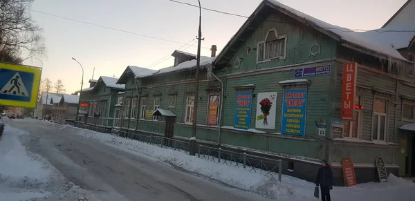 Russia Sortavala 2019 Wooden Houses City Street — Stock Photo, Image