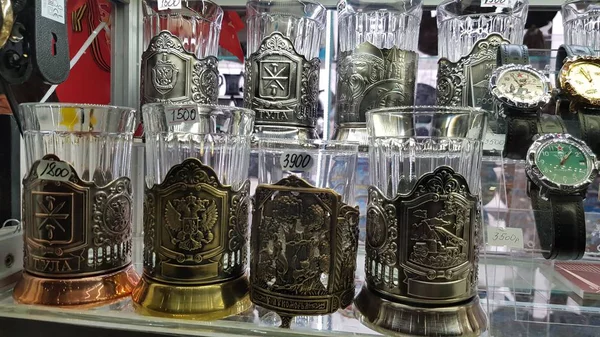 Russia Tula 2019 Beautiful Tea Glass Holders — Stock Photo, Image