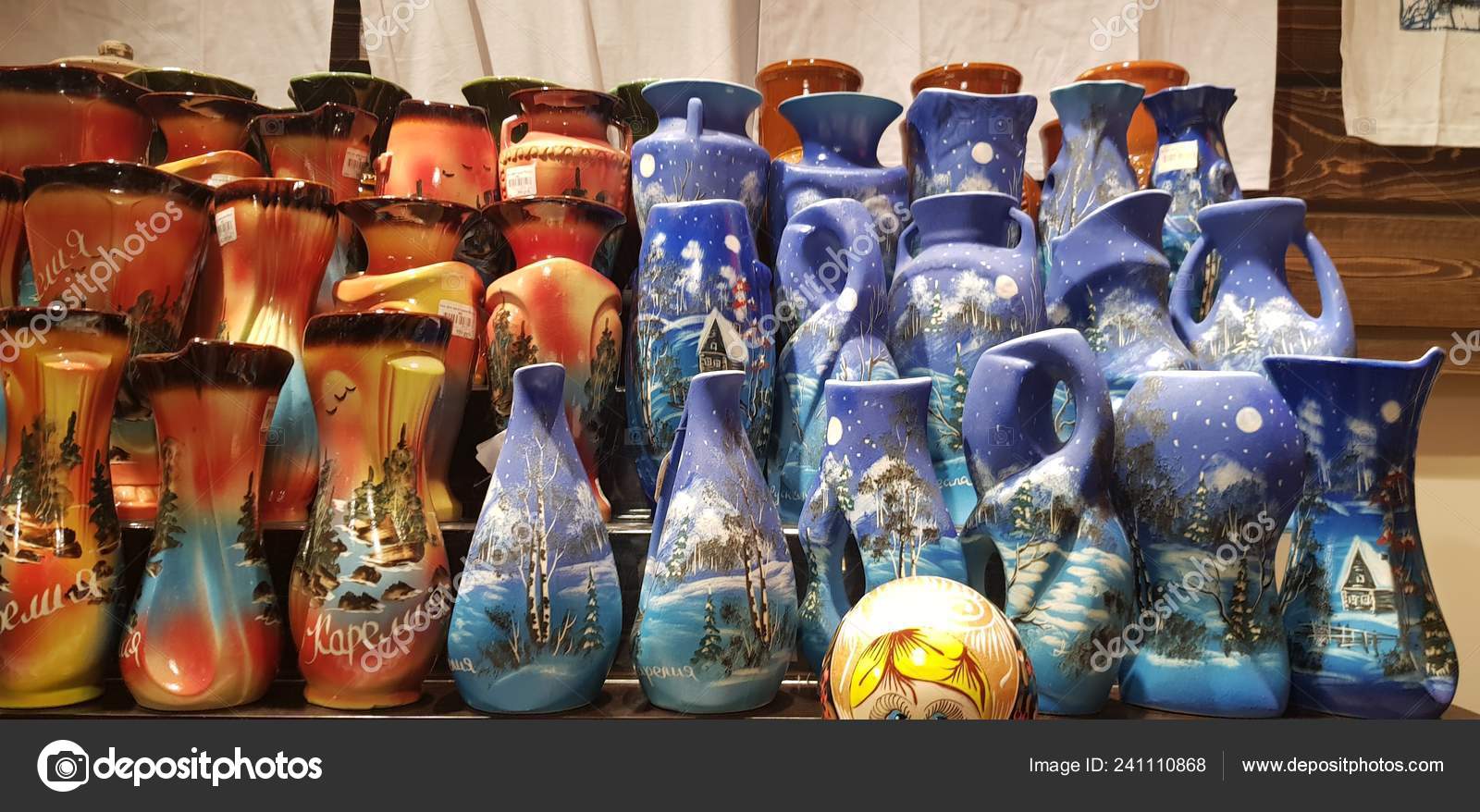 Russia Karelia 2019 Beautiful Ceramic Jugs Vases Painting Sale