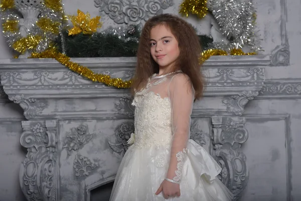 Portrait Little Girl Luxurious Dress Fashion Photo — Stock Photo, Image