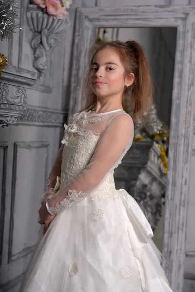 Portrait Little Girl Luxurious Dress Fashion Photo — Stock Photo, Image