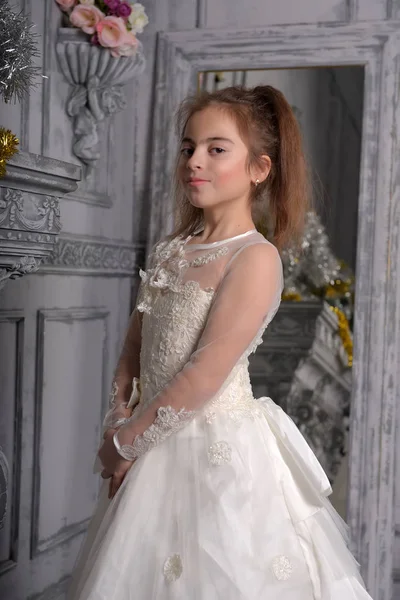 Portrait Little Girl Luxurious Dress Fashion Photo — Stock Photo, Image