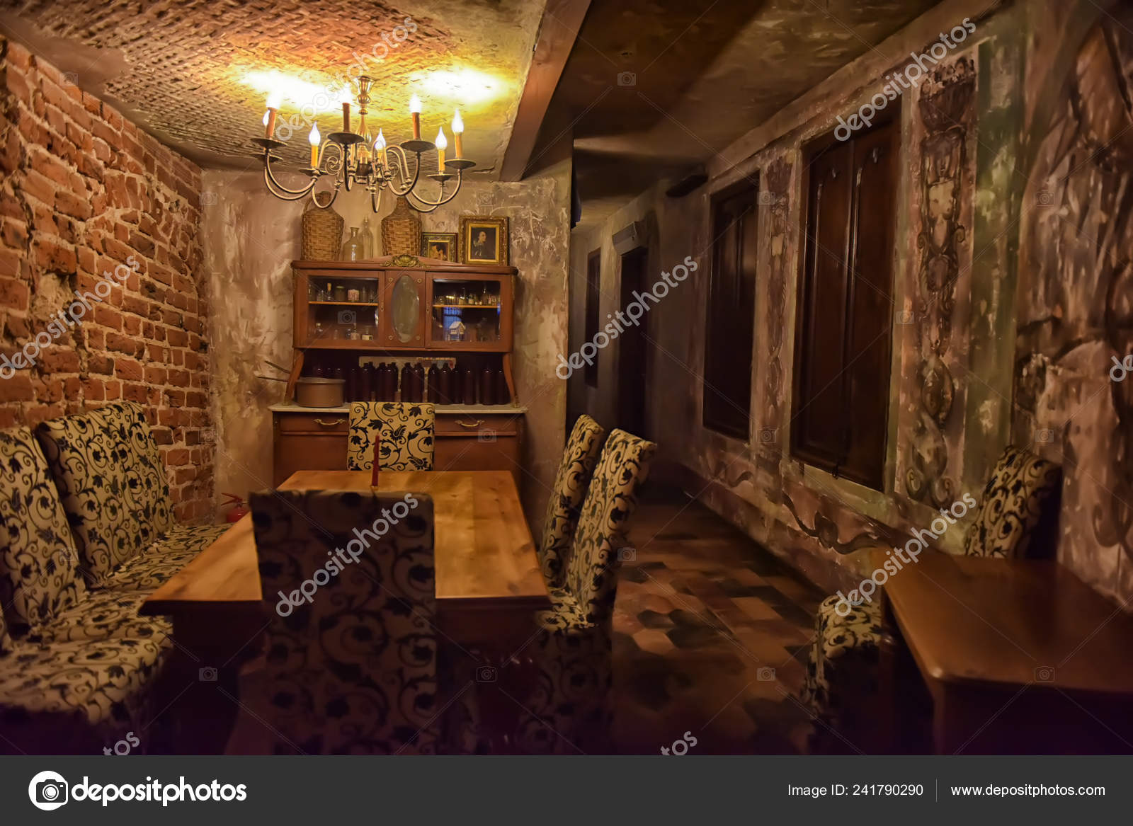 Latvia Riga 2016 Cafe Medieval Style Black Magic Stock