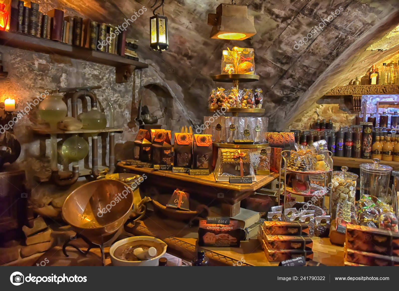 Latvia Riga 2016 Cafe Medieval Style Black Magic Stock