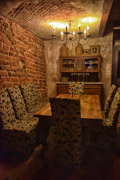 Łotwa Riga 2016 Cafe Średniowiecznym Stylu Czarna Magia — Zdjęcie stockowe
