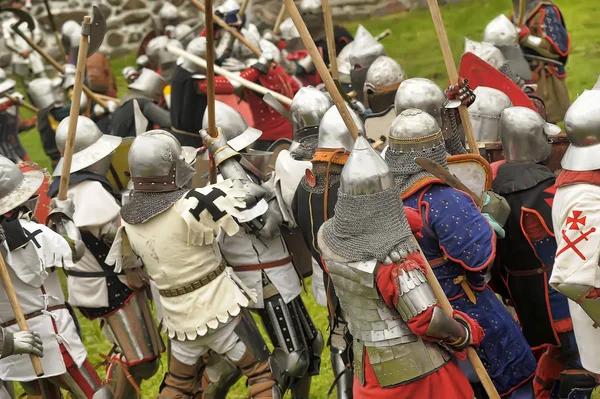 Knights in the field of fight. — Stock Photo, Image