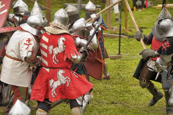 Cavaleiros no campo da luta . — Fotografia de Stock