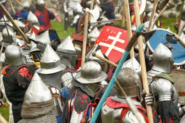 Knights in the field of fight. — Stock Photo, Image