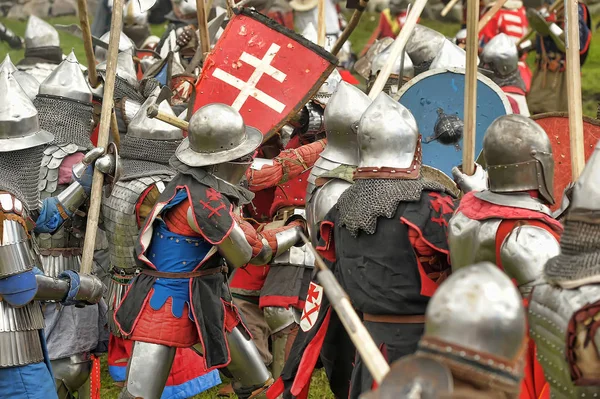 Knights in the field of fight. — Stock Photo, Image